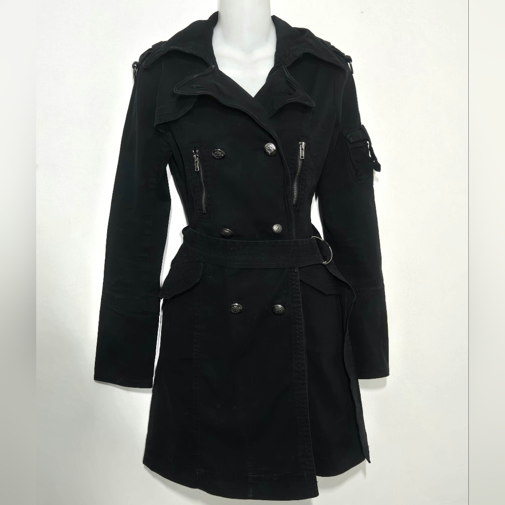 BB Dakota Black Double-Breasted Trench Coat